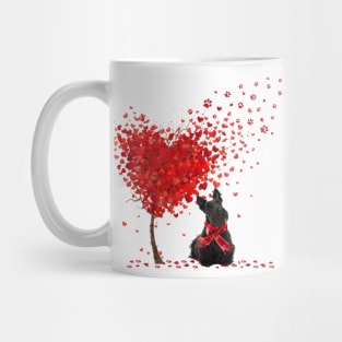 Happy Valentine's Day Heart Tree Love Scottish Terrier Mug